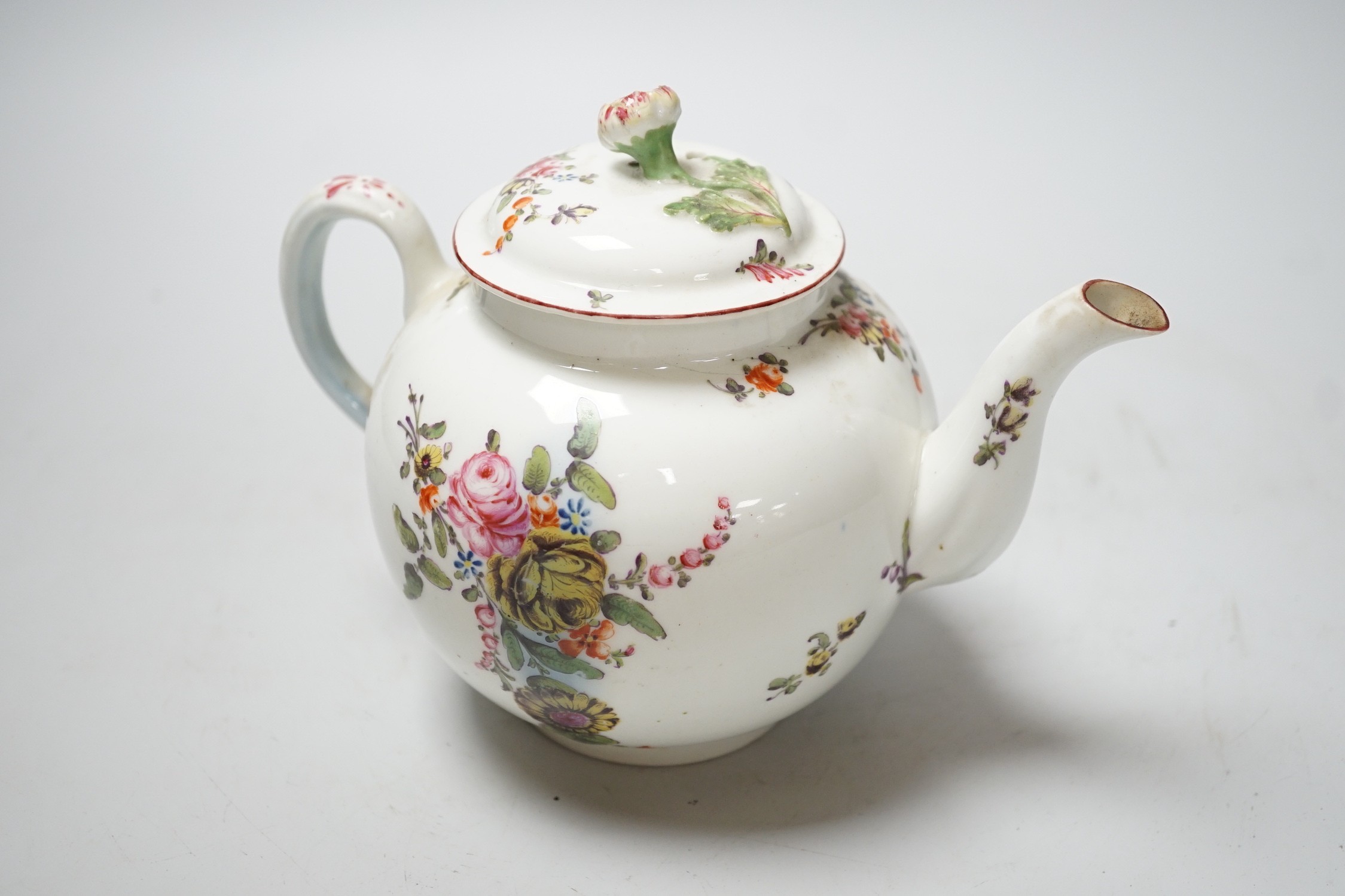 A Worcester teapot and cover, c.1780, 15cms high